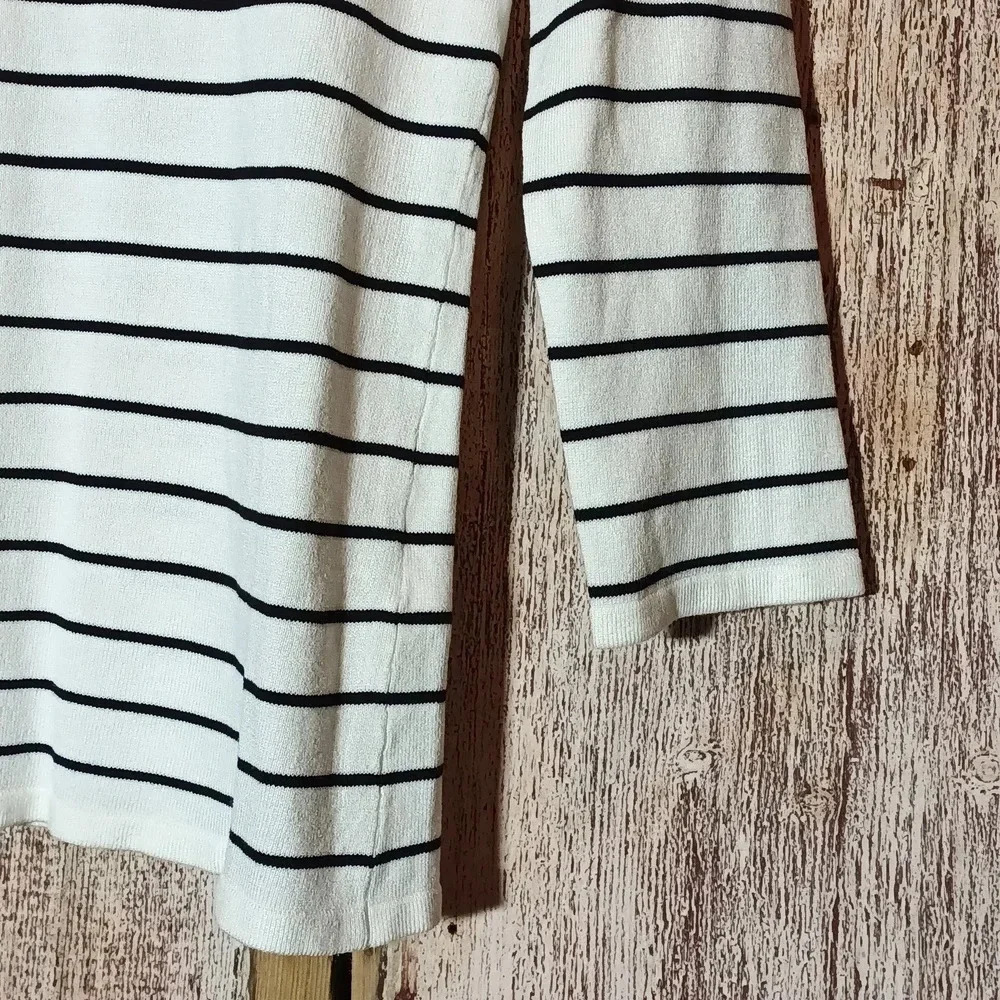 NEW White House Black Market striped bow tie sweater 3/4 sleeves striped XS - Picture 7 of 11